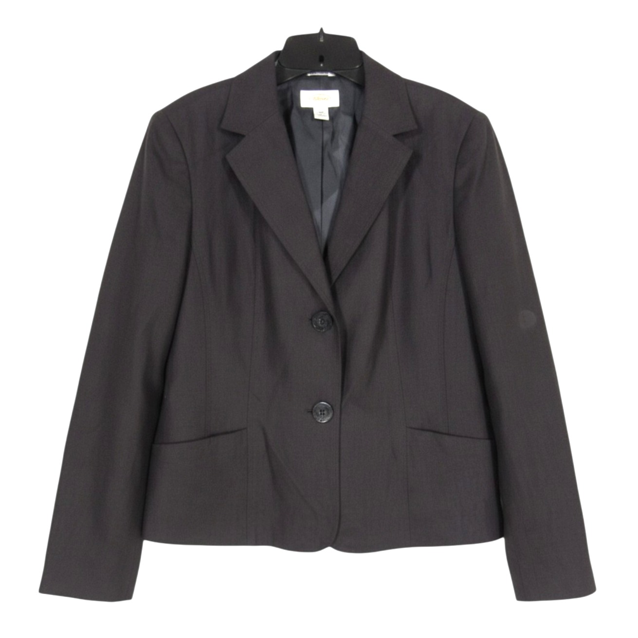 Vtg Talbots Black Irish Linen Pockets 2-Beaded Buttons Lined Blazer/Jacket Sz 12